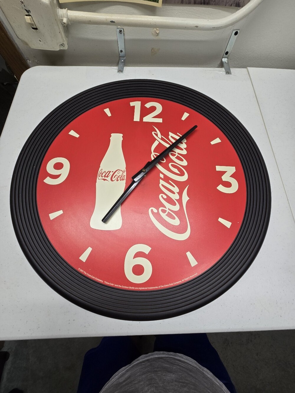 Large 18" Coke Wall Clock Bottle Design. Good Working Condition. Hard To Find